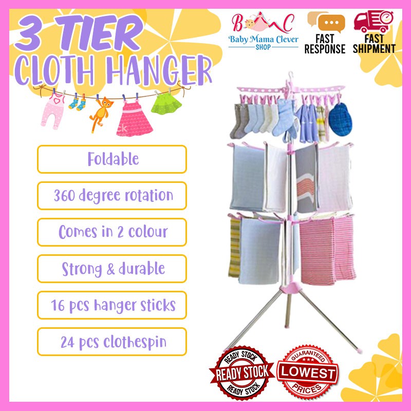 Ampaian Baju  Baby  3 Tier Baby  Cloth Hanger  Penyidai 