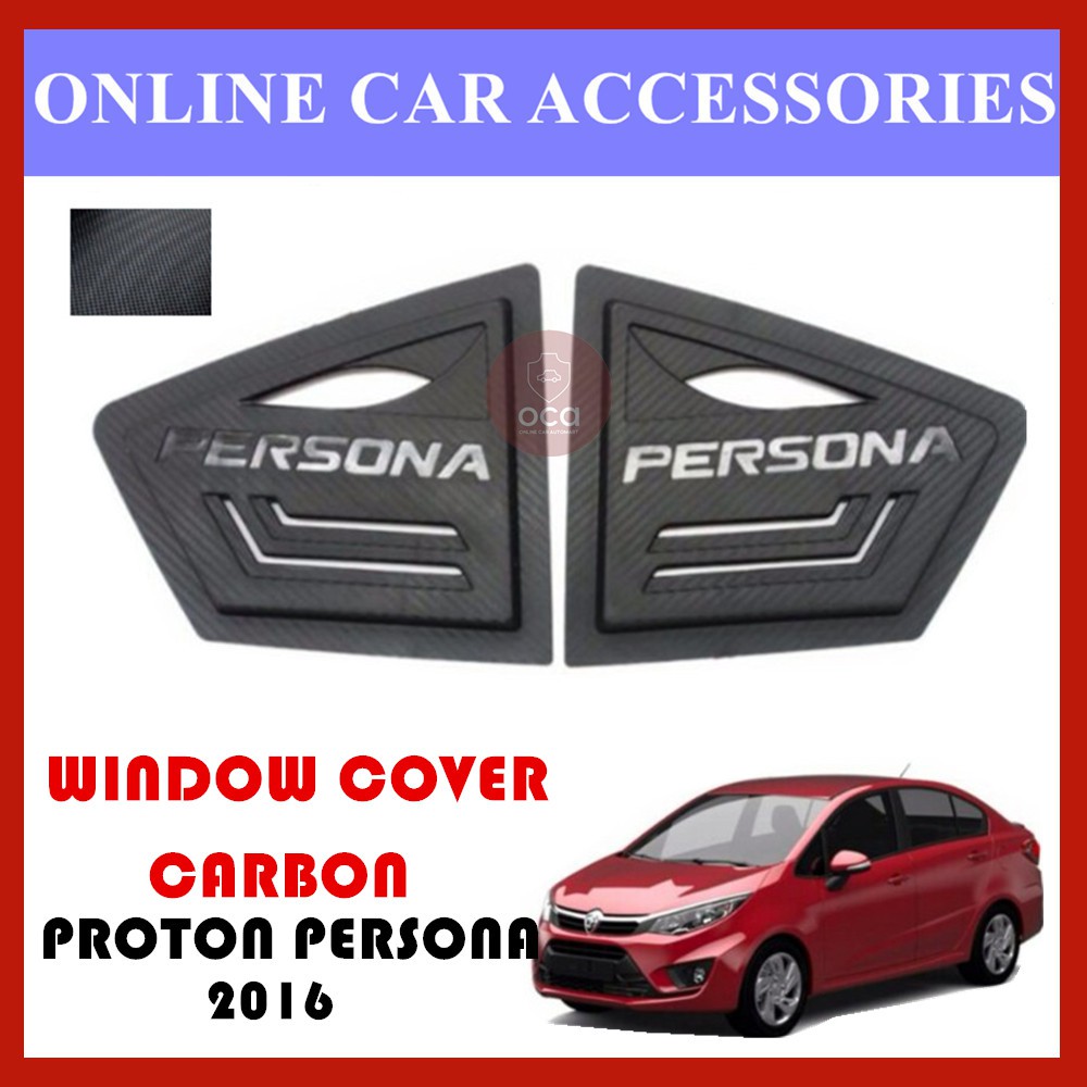 Proton Persona 2016 Triangle Mirror Panel Rear Side Window Cover Carbon 3D