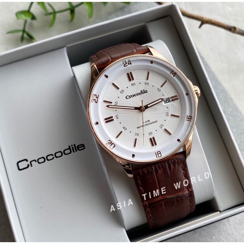 Crocodile | CR5655.118 Classic Men's Watch with White Dial and Brown Genuine Leather Strap Official Warranty