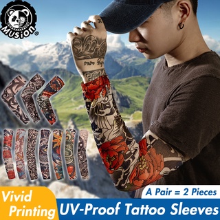Anti-UV / Dust Ice Silk Tattoo Arm Sleeves Hand Sock Fishing Motorcycle Bicycle Men Unisex 1 Pair (2 pieces)