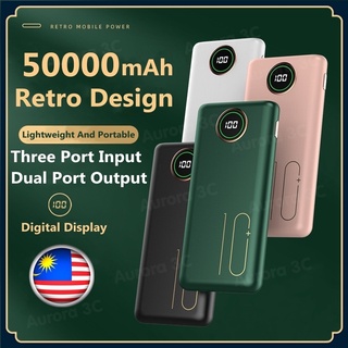 50000mAh PowerBank Portable Digital Display Three Input Dual Output Retro Mobile Power Bank Apple and Android