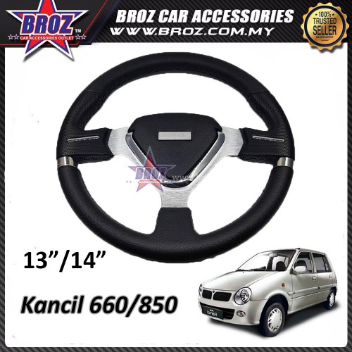 Kancil Sport Steering Ra Black Grey 13 14 With Wheel Hub Adapter Boss Kit Shopee Malaysia