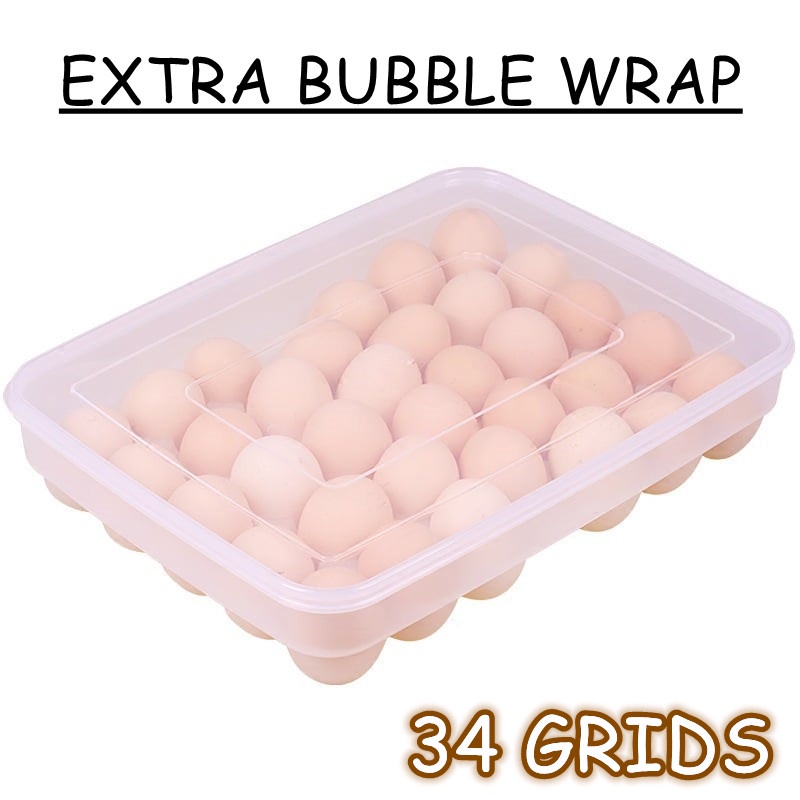 [Local Seller] EXTRA GIFT 34 Grids Egg Storage Box Tray Pane Container Case Holder K