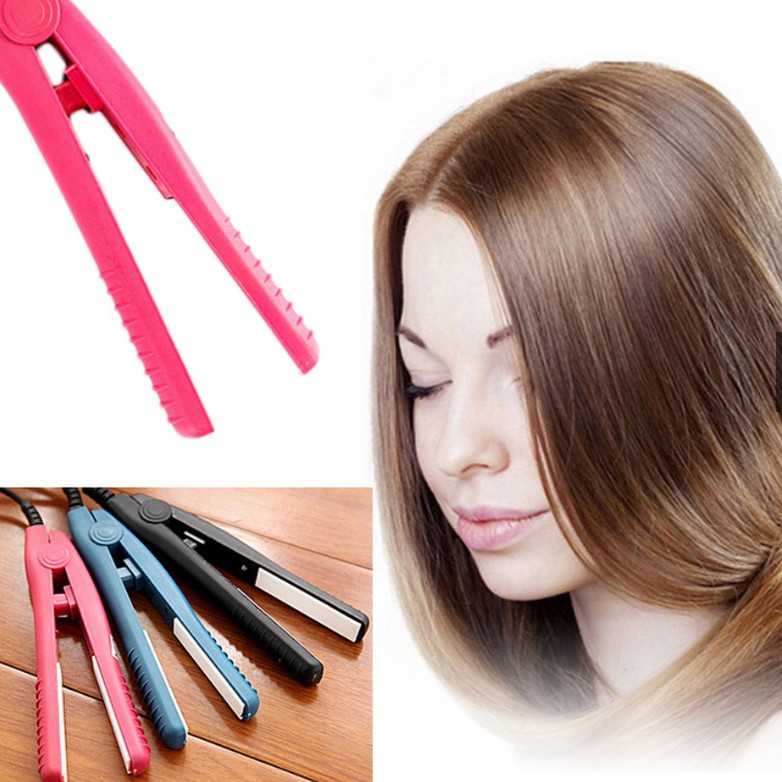 Mini Travel Ceramic Hair Curl Straightener Flat Iron Perm Splint