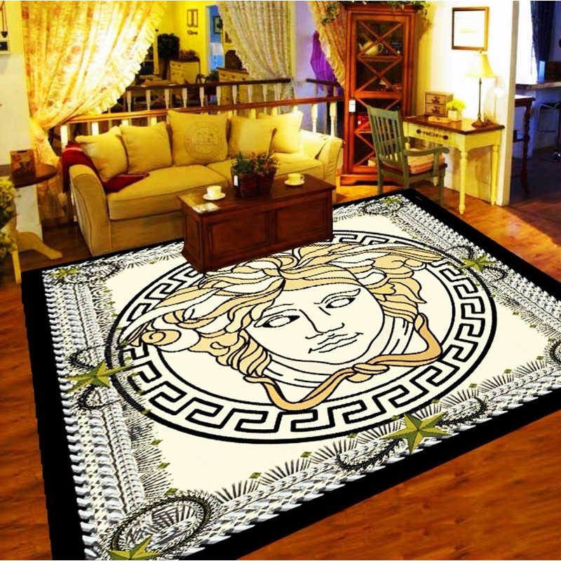 Versace Medusa Black Gold Luxury Living Room Carpet Rug
