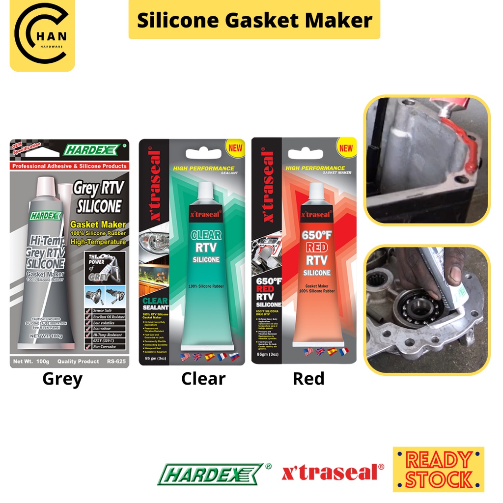 [85g] Hardex Xtraseal RTV 100 Silicone Rubber Gasket Maker Grey RS