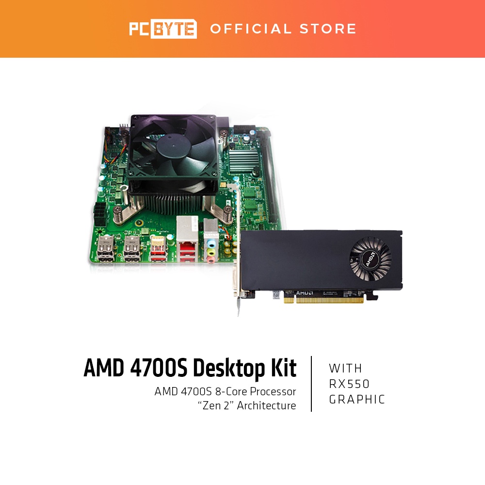 AMD Ryzen 7 4700S Desktop Kit with 16GB RAM + AMD Radeon RX550 Low