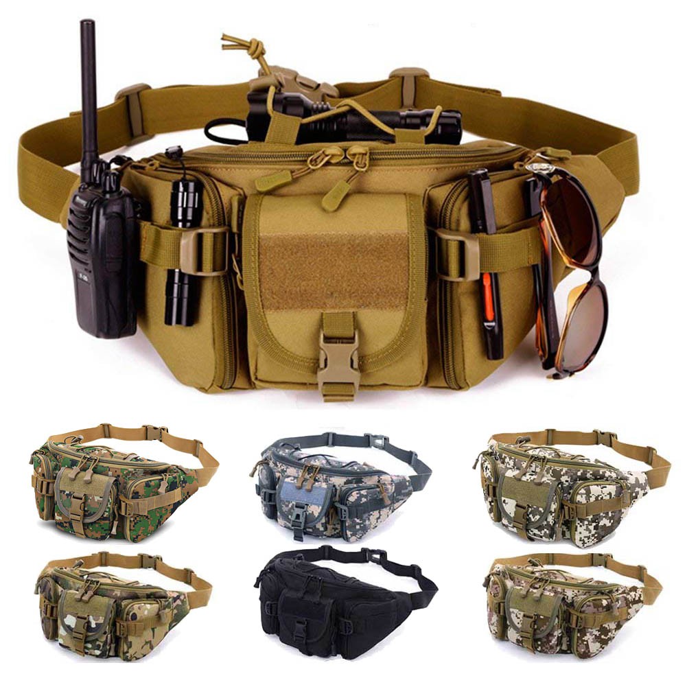 Men Tactical Military Shoulder Waist Fanny Pack Molle Bag Outdoor Camping Hiking