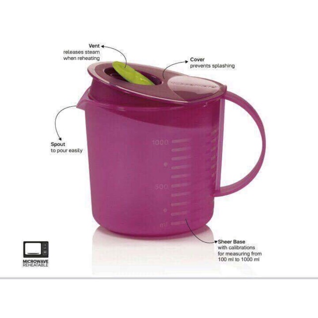 Tupperware Crystal Wave Micro Plus Jar / Pitcher Microwave 1L