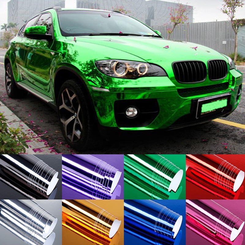 1 FT X 5FT Silver DIYAH Gloss Chrome Mirror Vinyl Car Wrap Sticker with Air Release Bubble Free Anti-Wrinkle 12 X 60 