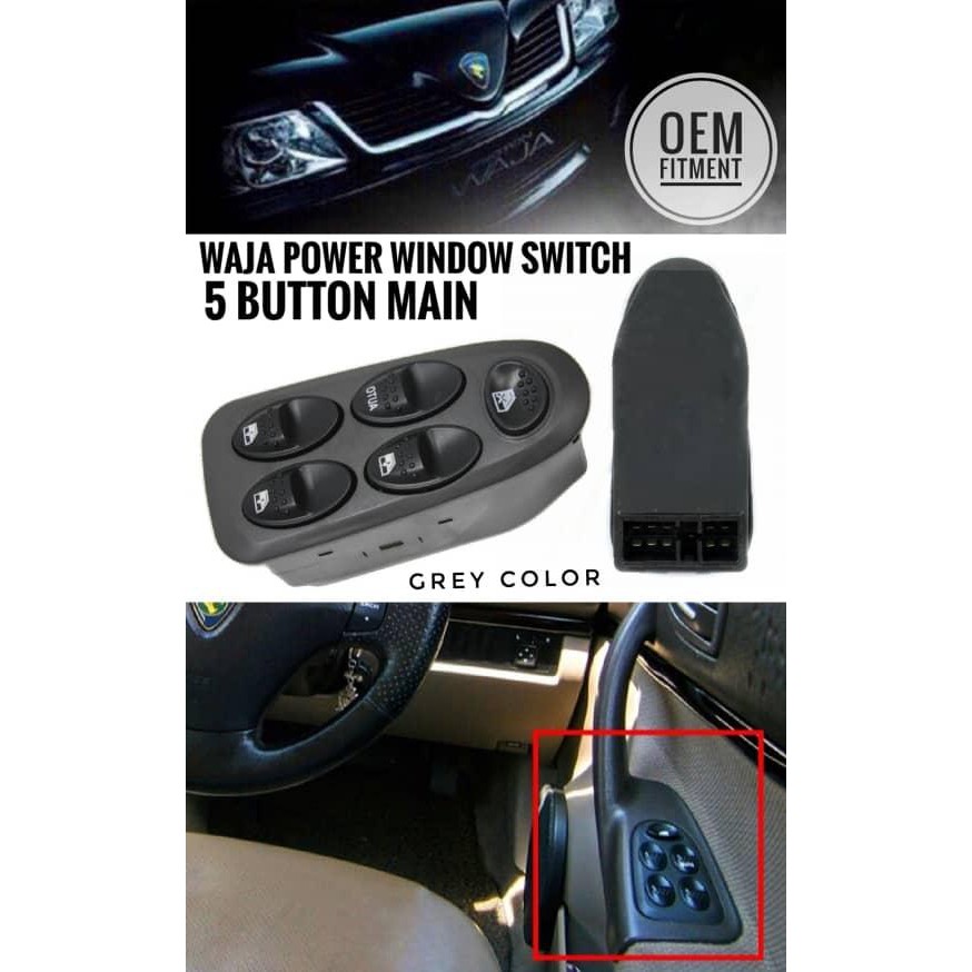 Proton Waja Power Window Switch Waja Window Control Switch Main 5 Button Driver Side Waja Cps Waja Campro Shopee Malaysia