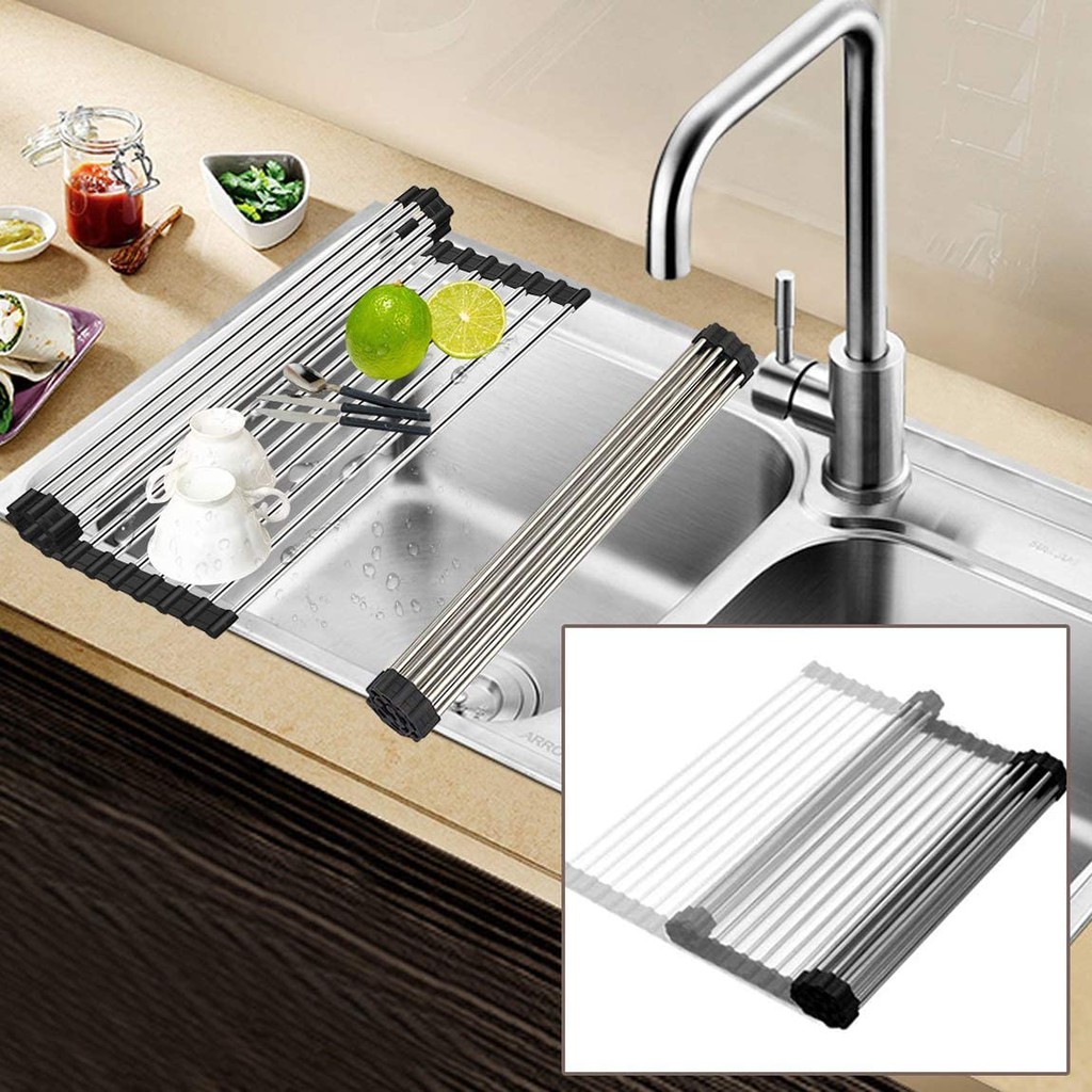 Roll-Up Dish Drying Rack 304 Stainless Steel Silicone