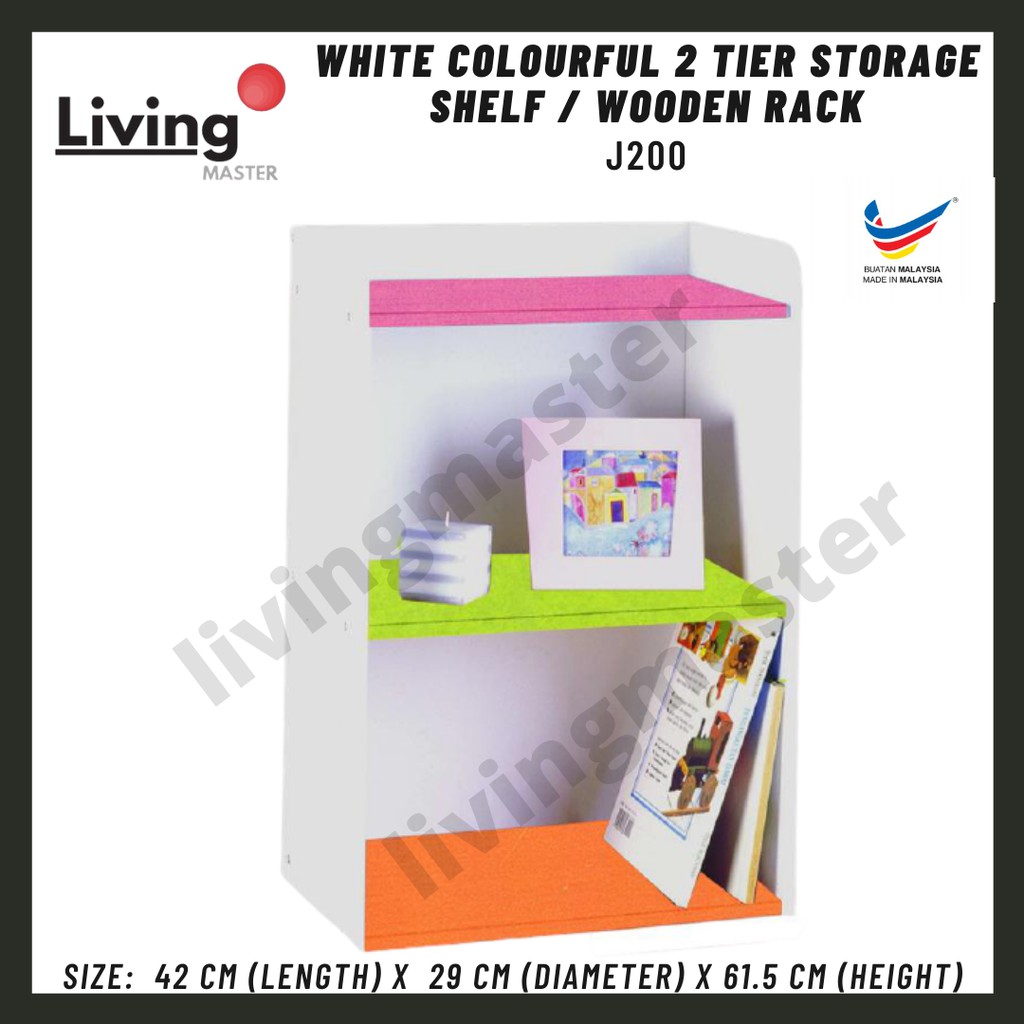 2 Tier Colorful Wooden Rack Wall Shelf Storage Rack Furniture Office