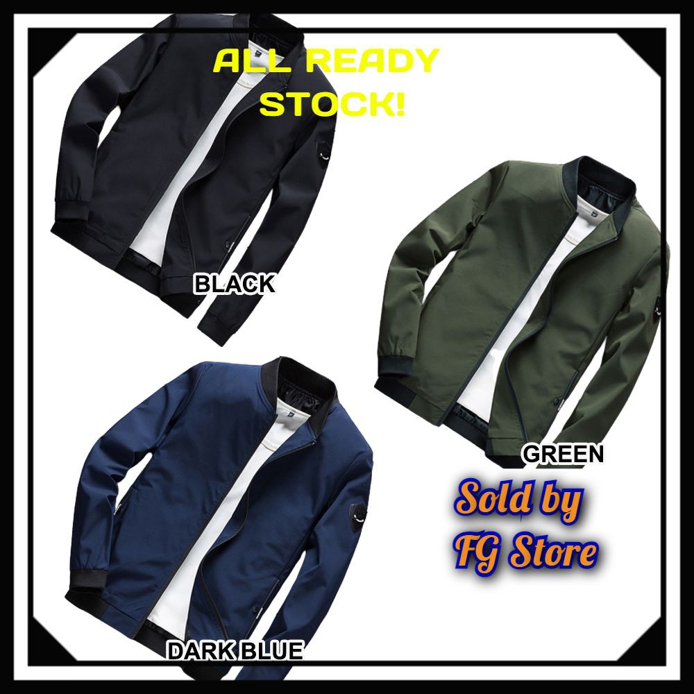(READY STOCK!) MEN Bomber Jacket Korean Style Regular Cutting Casual