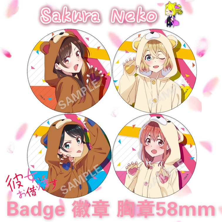 ❀Ready Stocks❀ Kanokari Kanojo, Okarishimasu Rent A Girlfriend 租借女友 女朋友，借我一下 Anime Button Badge 动漫 周边 徽章 胸章 58mm