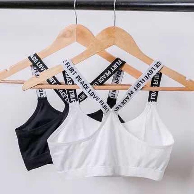 peace love flirt sports bra