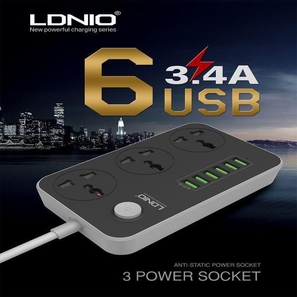 LDNIO 3AC Power Socket (3.4A) + 6 USB Fast Charger Extension