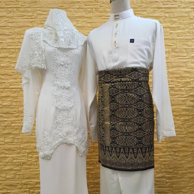  BAJU  NIKAH Tunang KURUNG  MODEN BAJU  MELAYU  PUTIH OFF  