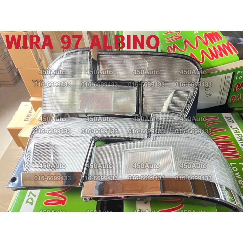 PROTON WIRA 97 1.3 1995 TAIL LAMP ALBINO CLEAR PUTIH ACC SET / REAR NO PLATE COVER REFLECTOR CHROME / SIGNAL