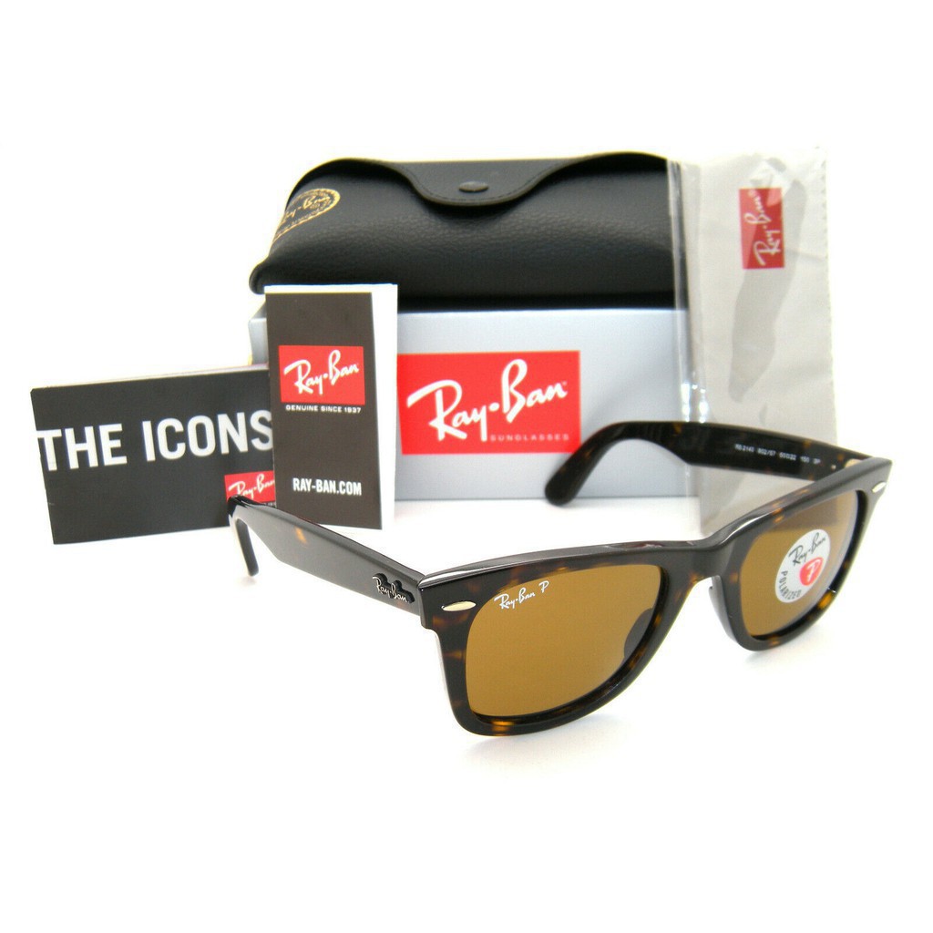 Authentc Ray Ban Wayfarer Tortoise Havana Brown Polarized Rb 2140 902 57 50mm Shopee Malaysia