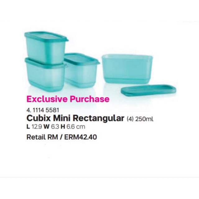 🍉Tupperware Cubix Mini Rectangular (1) 250ml