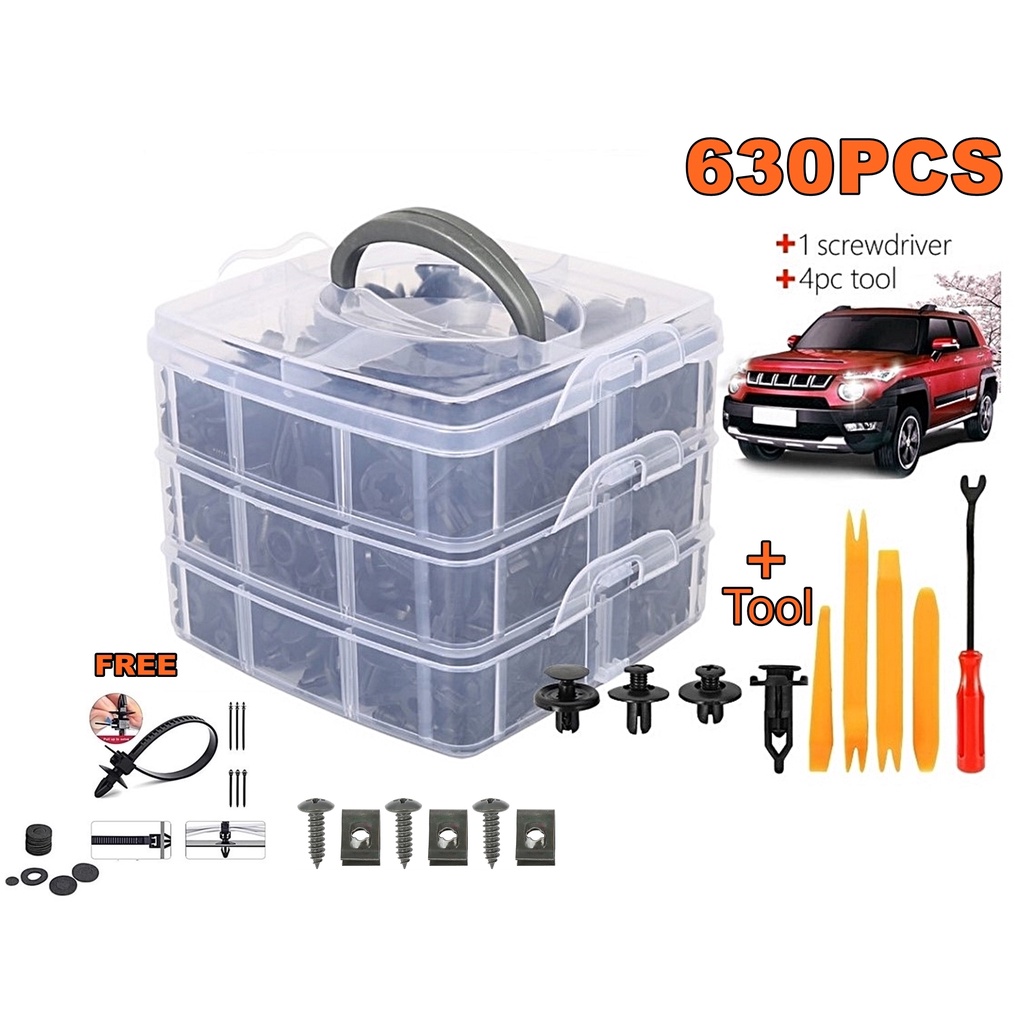 630PCS Car Clip Bumper Car Fastener Clip Door Trim Panel Clips Body Push Pin Rivet Klip Kereta