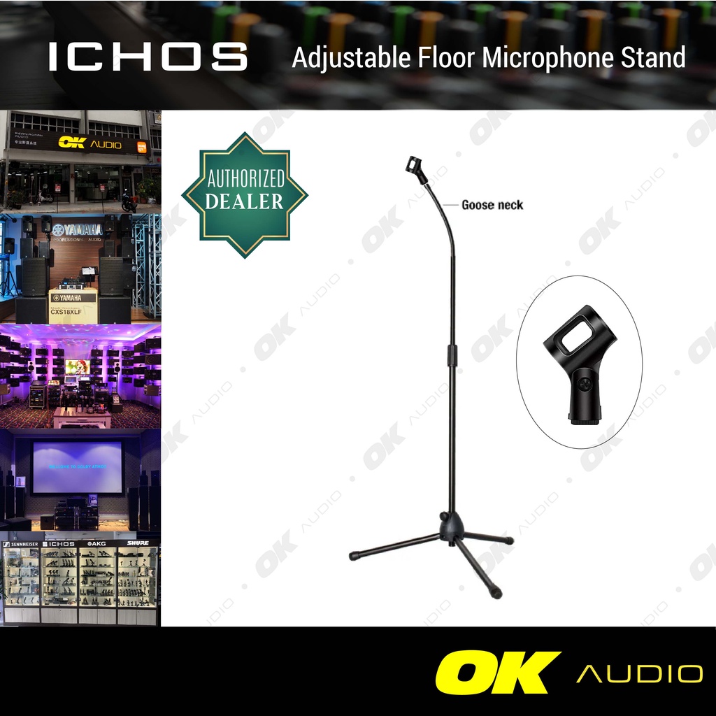 ICHOS Gooseneck Tripod Adjustable Floor Microphone Stand Shopee Malaysia