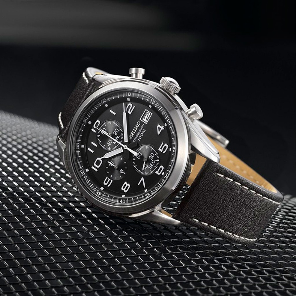 seiko chronograph black dial men's watch