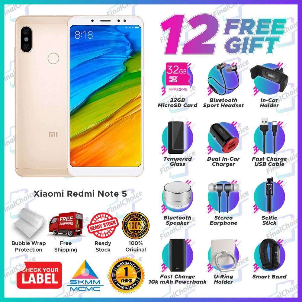 [Up to 12 Free Gift] Xiaomi Redmi Note 5 (4GB+64GB) Original Xiaomi Malaysia Warranty Shopee