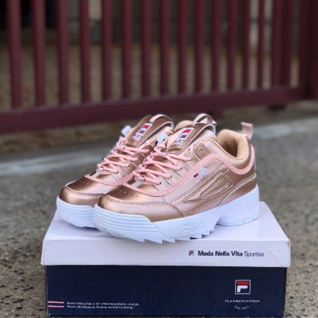 rose gold fila shoes