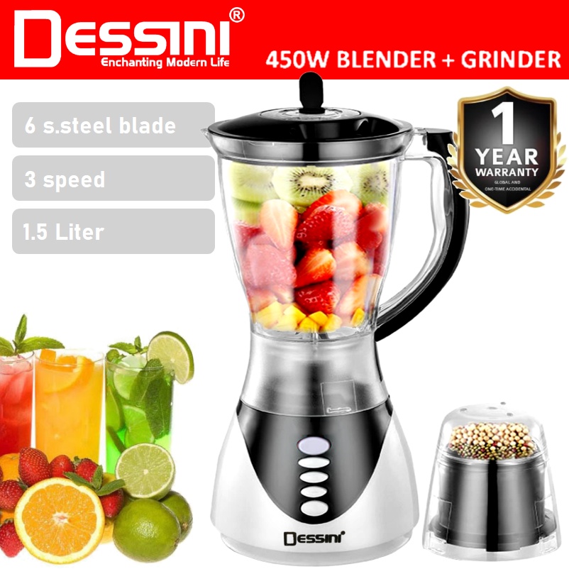 DESSINI ITALY 1.5L Stainless Steel Blender Grinder Mixer Juicer Extractor Food Processor Smoothie Ice Crusher / Pengisar