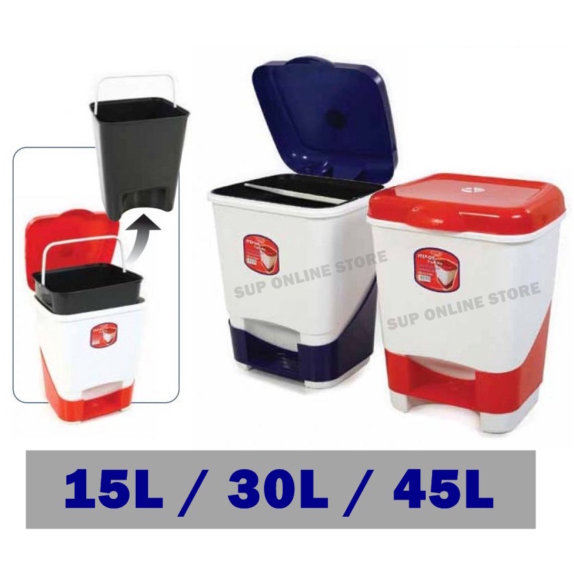 (15L, 30L, 45L) Step Bin Sqaure Trash Bin / Step Bin / Garbage bin ...