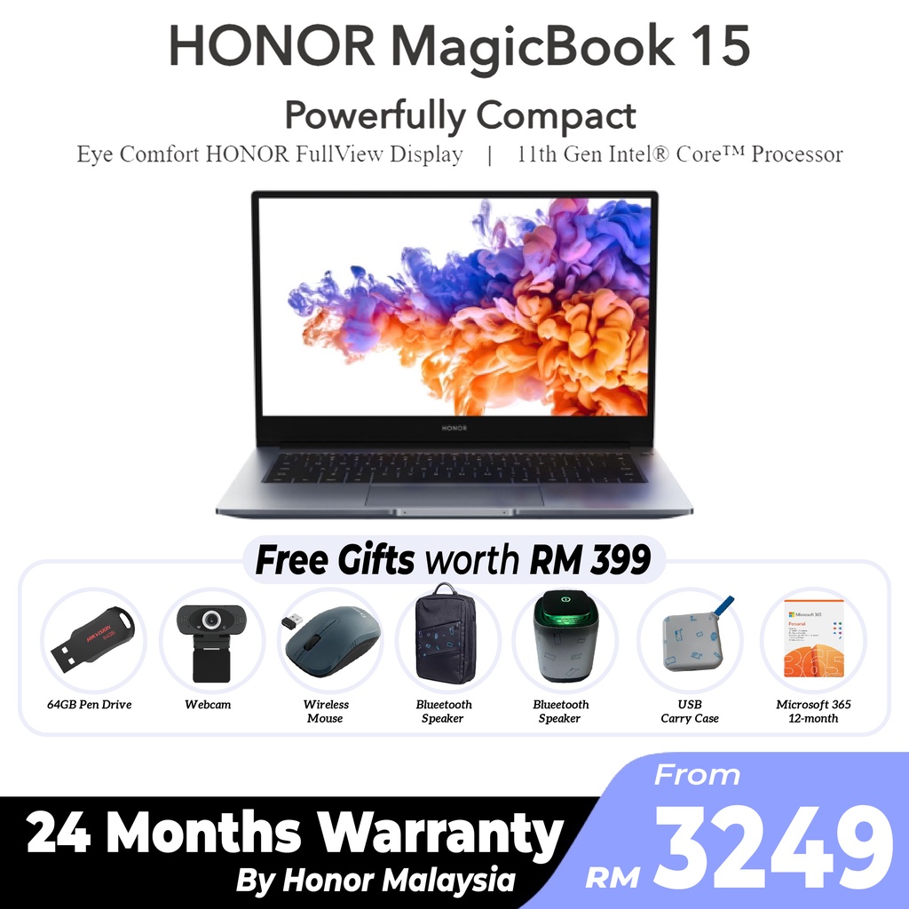 HONOR Magicbook 15 (16GB+512GB SSD) 11th Gen Intel® Core i5-1135G7 ...