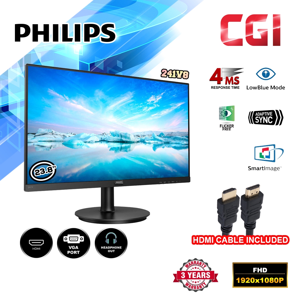 Philips 241V8 24" Full HD IPS 75Hz Adaptive Sync LCD Monitor | Shopee ...