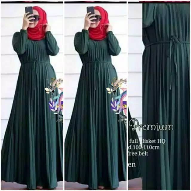 Gamis Plisket Tali Pinggang Gamis Plisket Jumbo Shopee Malaysia