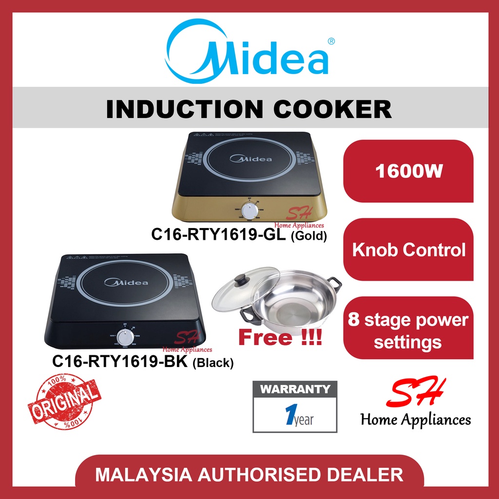 Midea Induction Cooker C16RTY1619 (1600W) FREE POT Shopee Malaysia