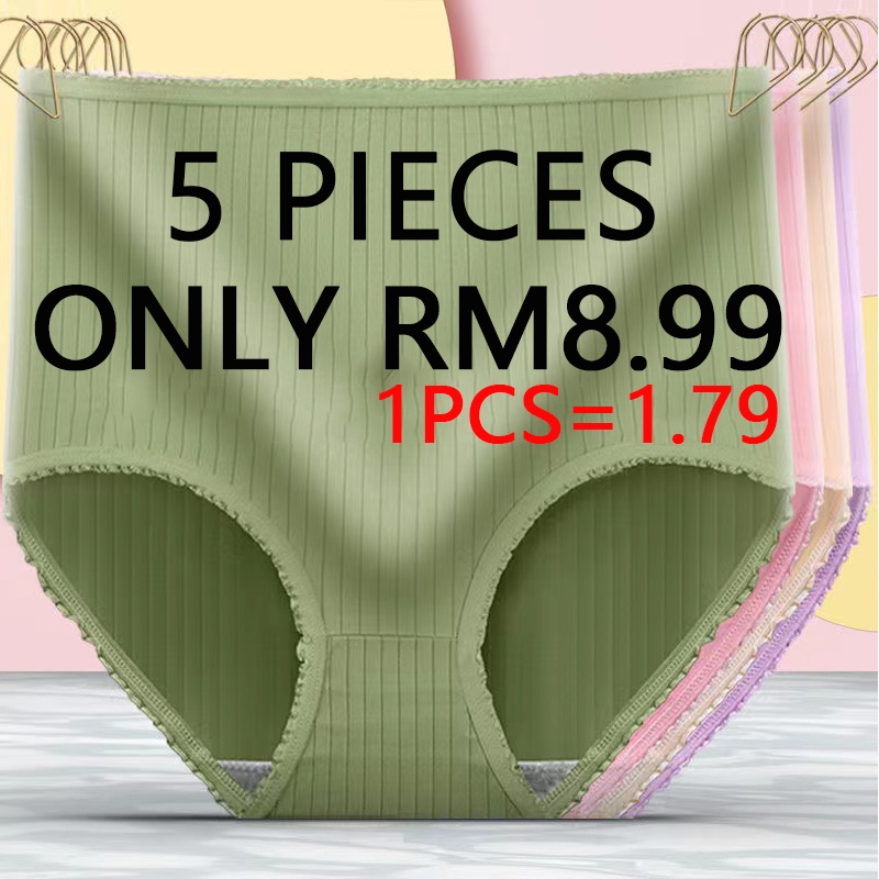 [KL Ready Stock] 5PCS Women Panties Plus Size High Waist Panties Women