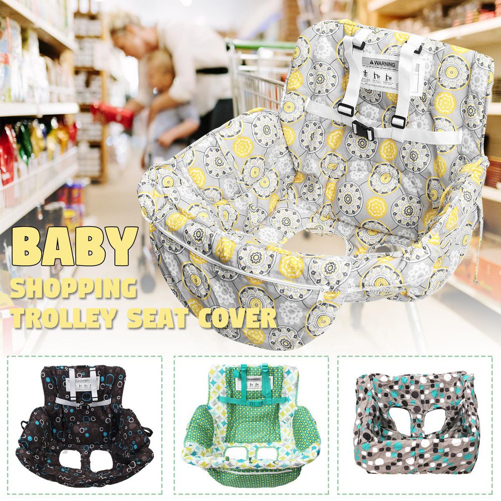 Essentials Pocket Foldable Baby Shopping Trolley- Kid Shopping Cart Cover High Chair Cover Infant High Chair Cover Universal Size Cart Cover High Chair Cushion Baby Grocery Cart Cover 