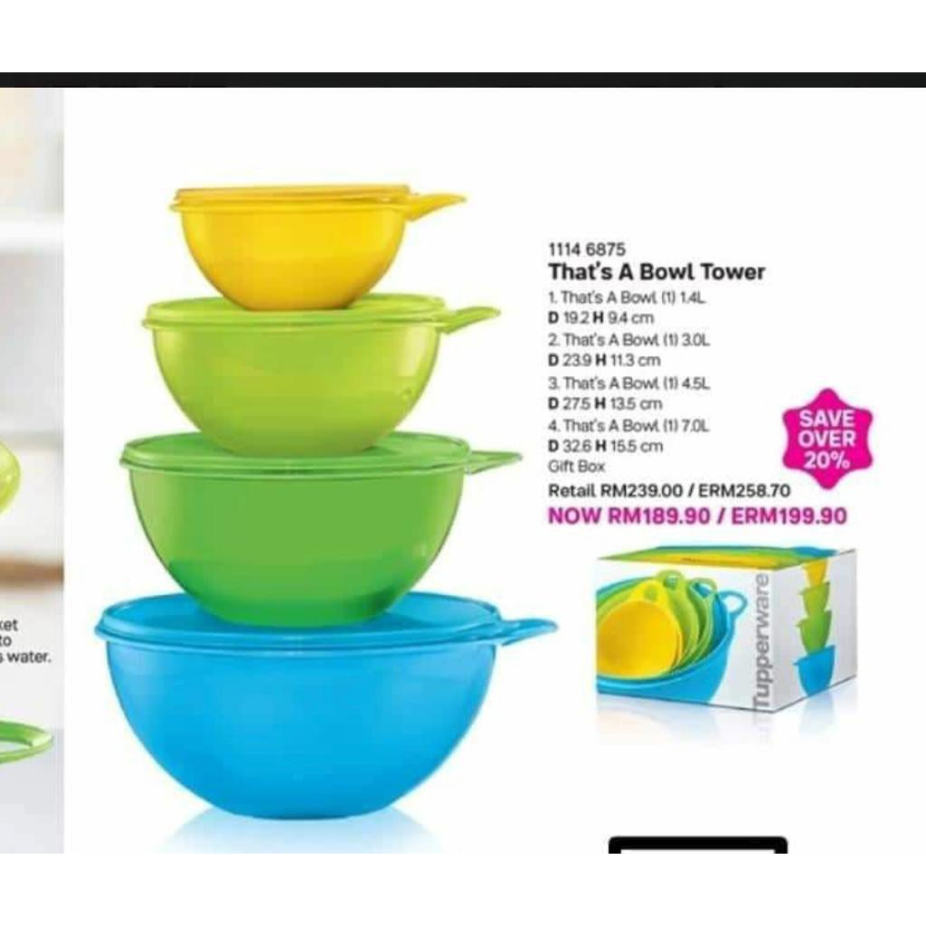 Tupperware Gift Set Color That's A Bowl Tower(4pcs)