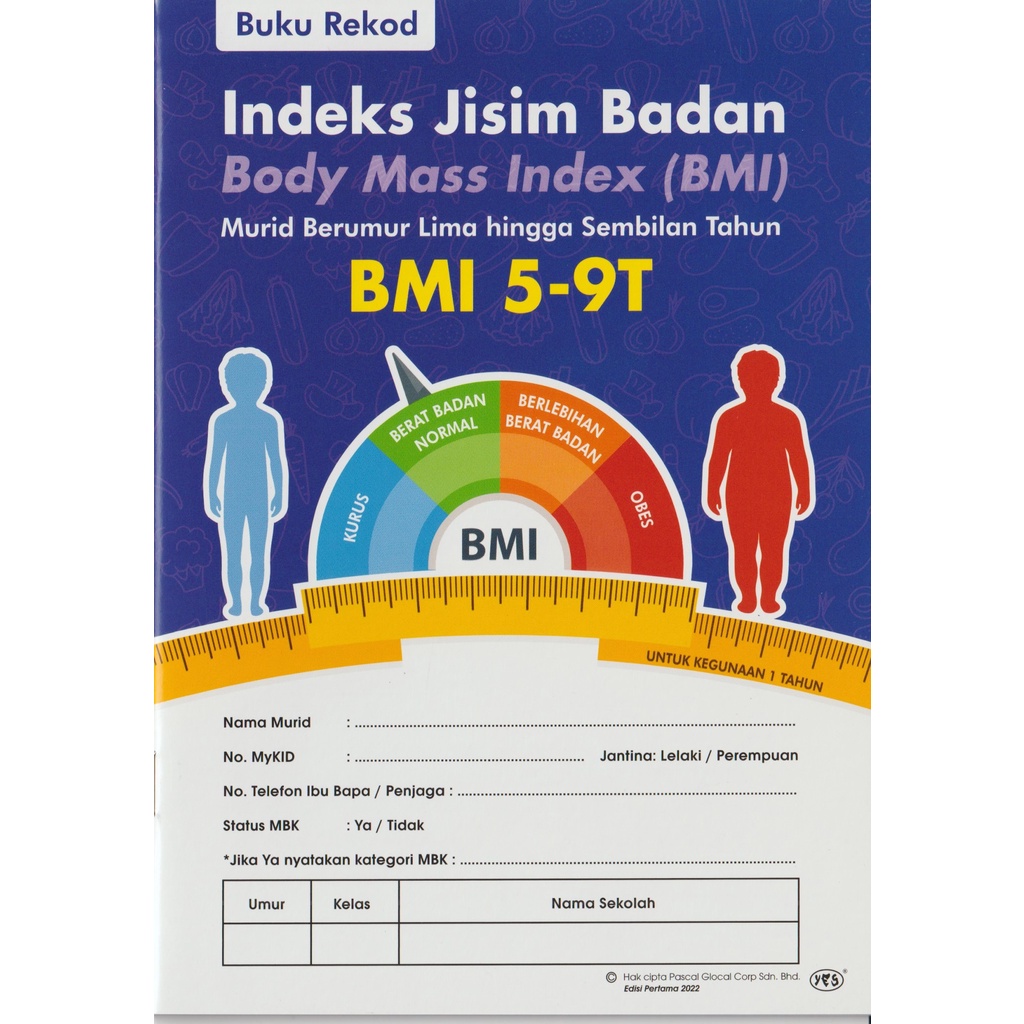 BUKU REKOD BMI (Indek Jisim Badan) ( untuk kegunaan 1 tahun ) | Shopee