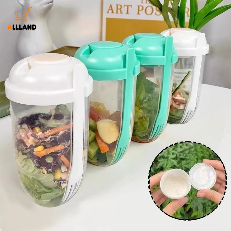 1000ML Fresh Salad Bento Box With Fork/ BottleShaped Cereal Nut Yogurt