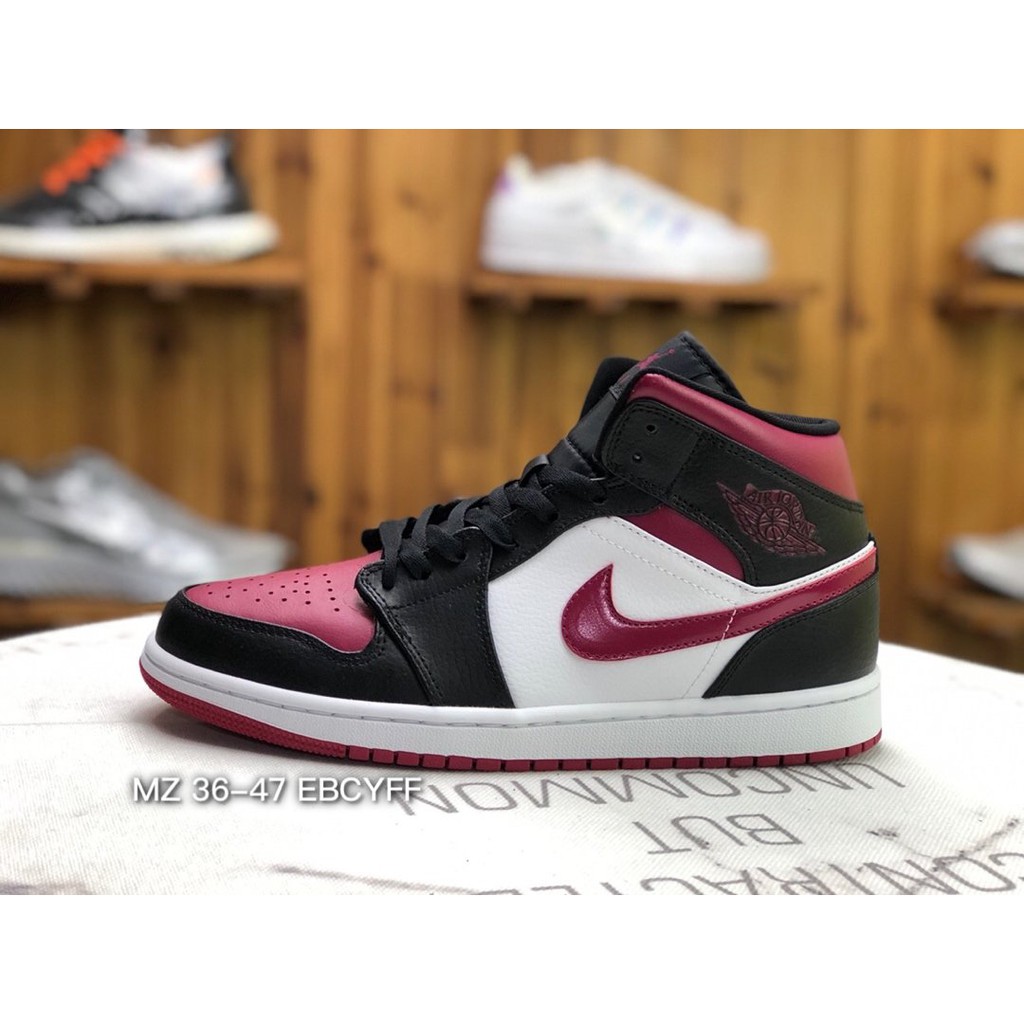 nike air jordan 1 mid red and black