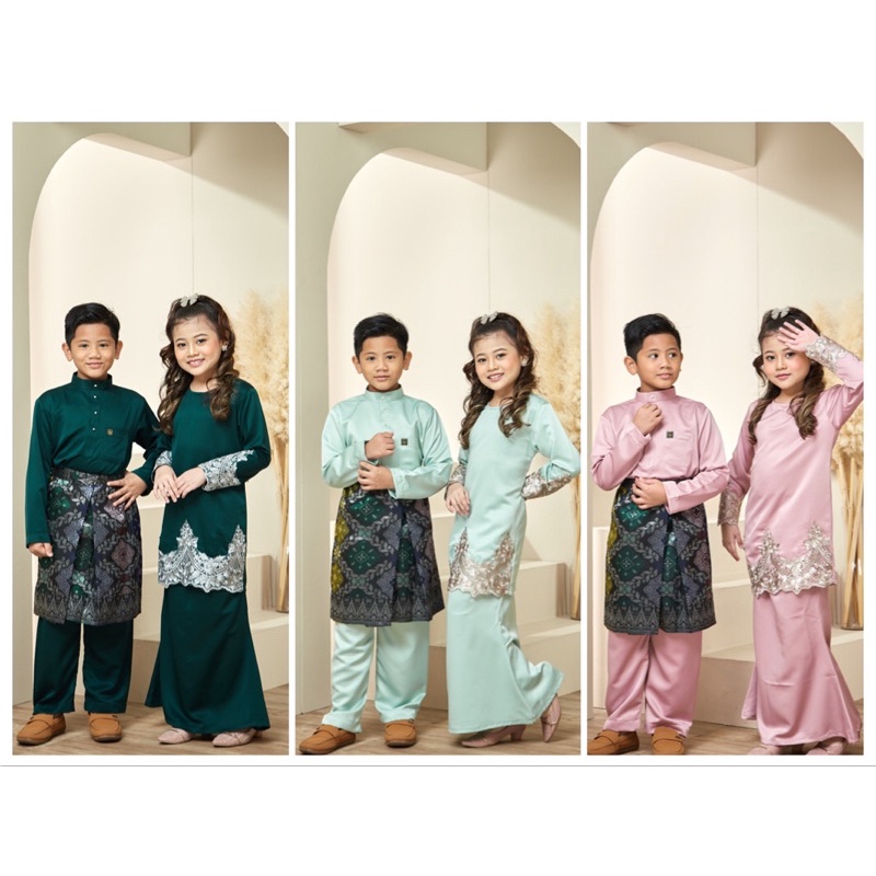 Baju Kurung Budak / Baju Melayu Budak / Baju raya sedondon / emerald