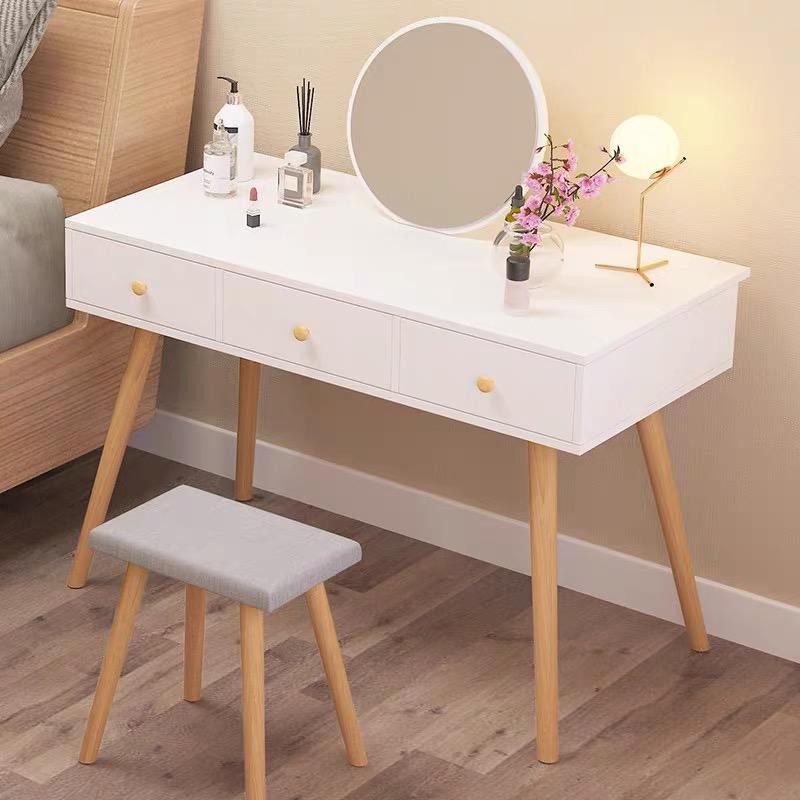 Dressing Table Set With Round Mirror, Dressing Table With Round Mirror