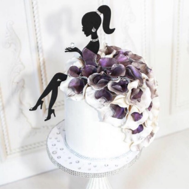 DIY High Heels Girls Princess Fairy Lady Silhouette Birthday Acrylic Cake Topper 