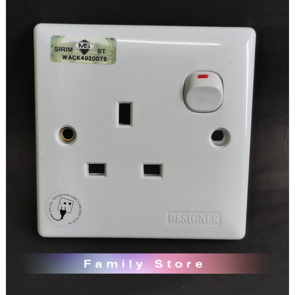 13A Switch Socket 3 Pin Wall Socket With SIRIM | Shopee Malaysia