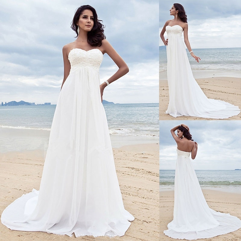 2019 Women S Fashion A Line Sweetheart Neckline Chiffon Wedding