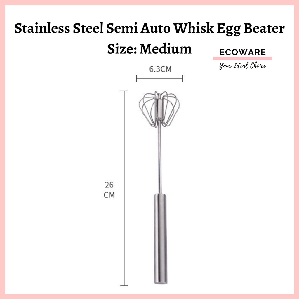 Stainless Steel Semi Auto Whisk Egg Beater 10.6 inch/ Push Rotation Egg Whisk / Pemukul Telur Semi Auto