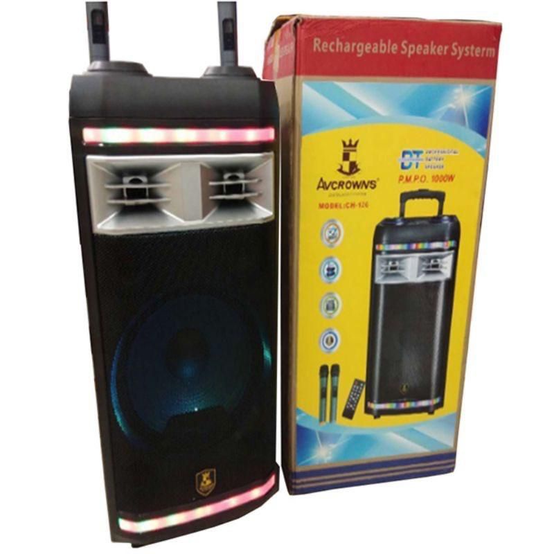ORIGINAL Avcrowns Karaoke CH-126 Wireless Bluetooth Speaker / Rechargeabe / P.M.P.O 10000W / 2 Wireless Mic