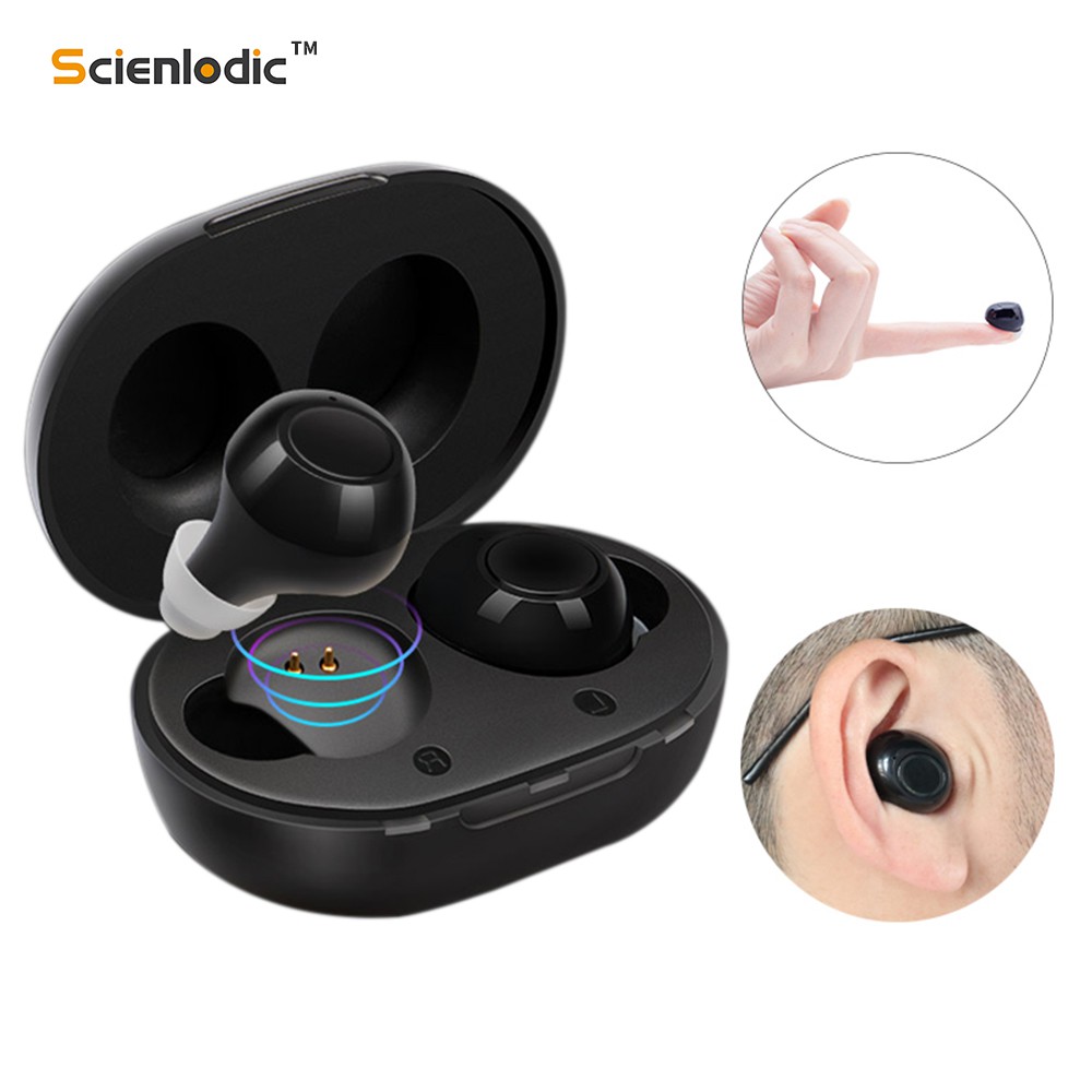 1 Pair Mini Hearing 助听器 Aid Rechargeable Hearing Aid 2pcs Carrying Charge Box Sound Amplifier Hearing Assist For Hearing Losser Bantuan Pendengaran Alat Pendengar Alat Bantu Dengar Sound Telinga Alat Pendengaran Alat